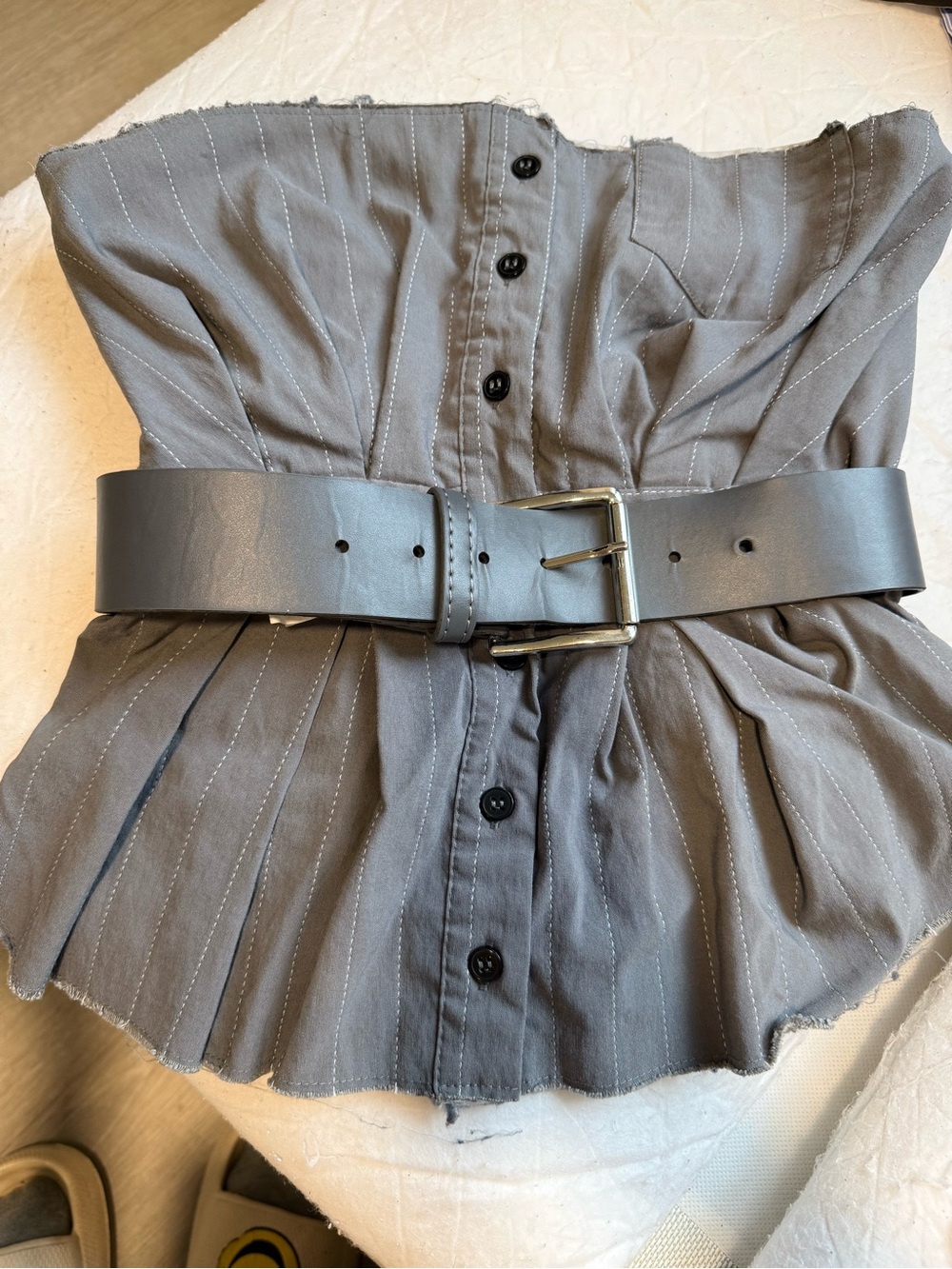 Zara Black Label on Light Gray Fabric